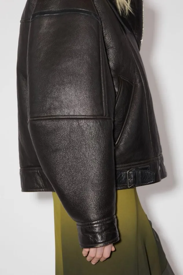 Acne Studios Outerwear Woman Shearling Jacket Dark BrownBeige