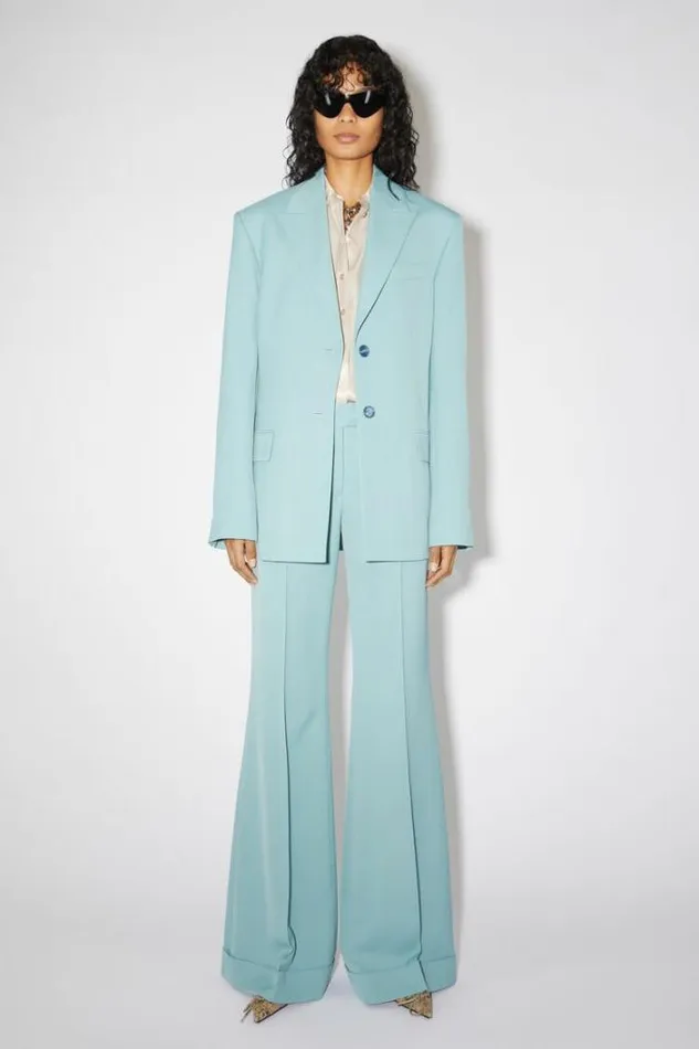 Acne Studios Outerwear Woman Singlebreasted Suit Jacket Aqua Blue