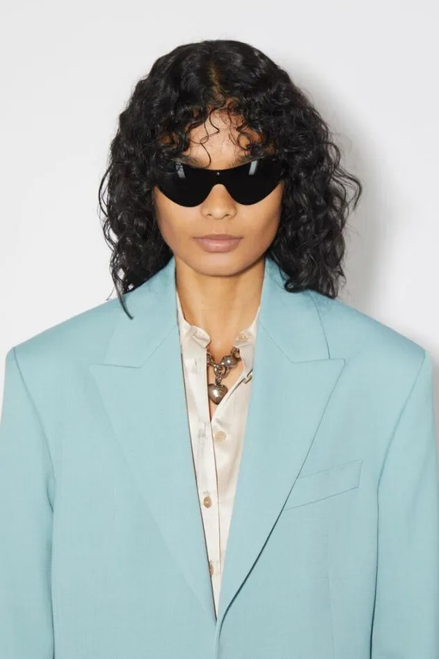 Acne Studios Outerwear Woman Singlebreasted Suit Jacket Aqua Blue