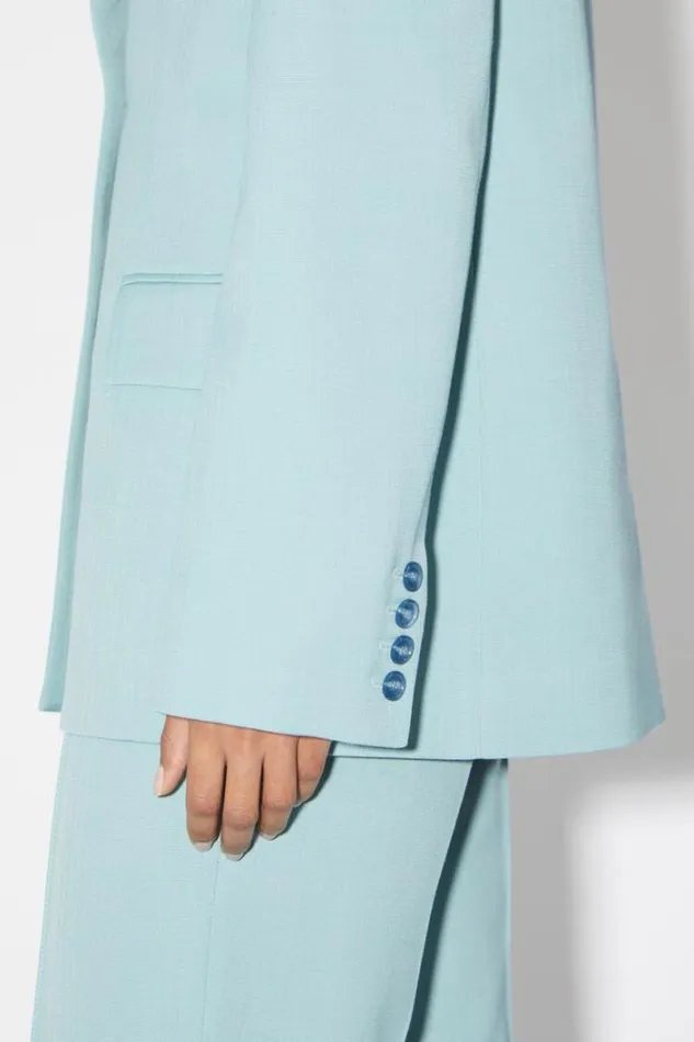 Acne Studios Outerwear Woman Singlebreasted Suit Jacket Aqua Blue