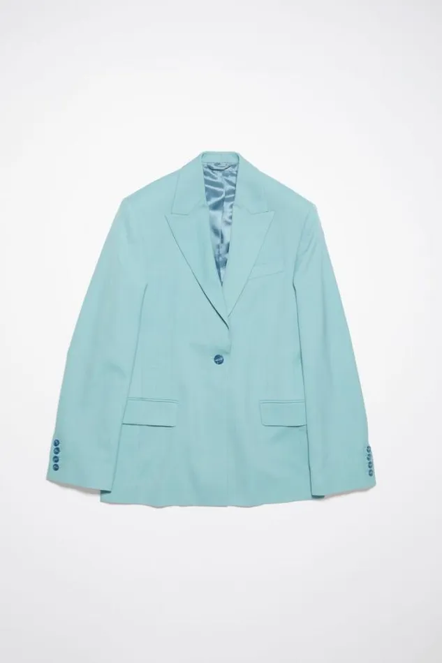 Acne Studios Outerwear Woman Singlebreasted Suit Jacket Aqua Blue