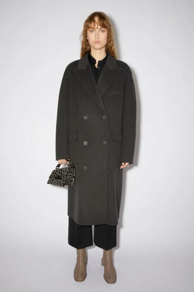Acne Studios Outerwear Woman Wrap Coat Charcoal Grey