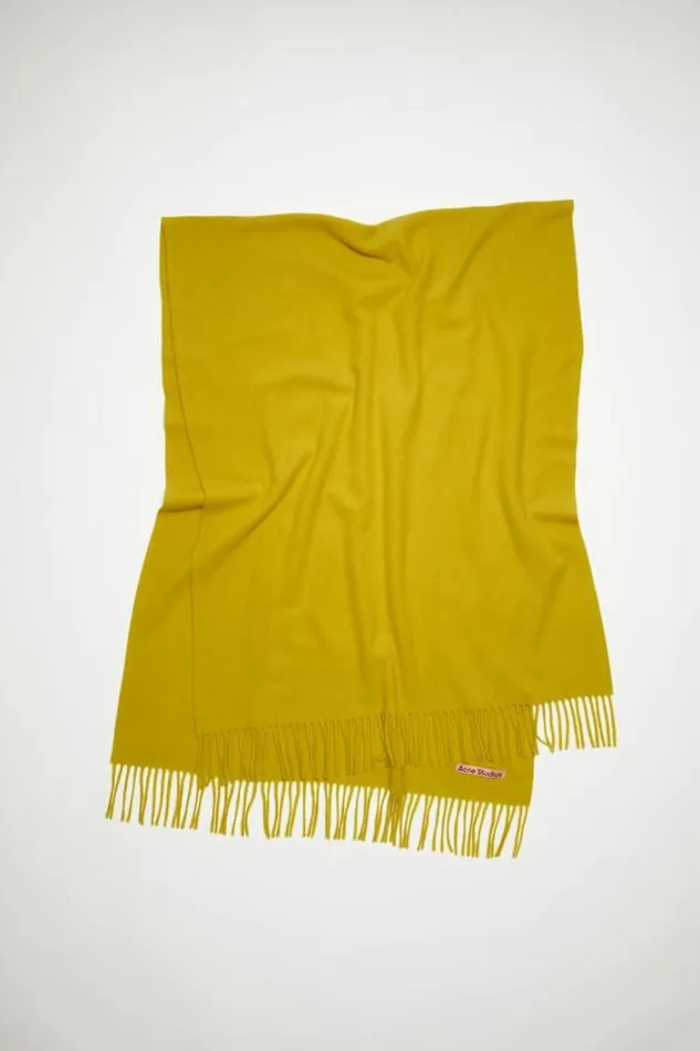 Acne Studios Scarves Man FRINGE WOOL SCARF 8211 OVERSIZED Acid Yellow
