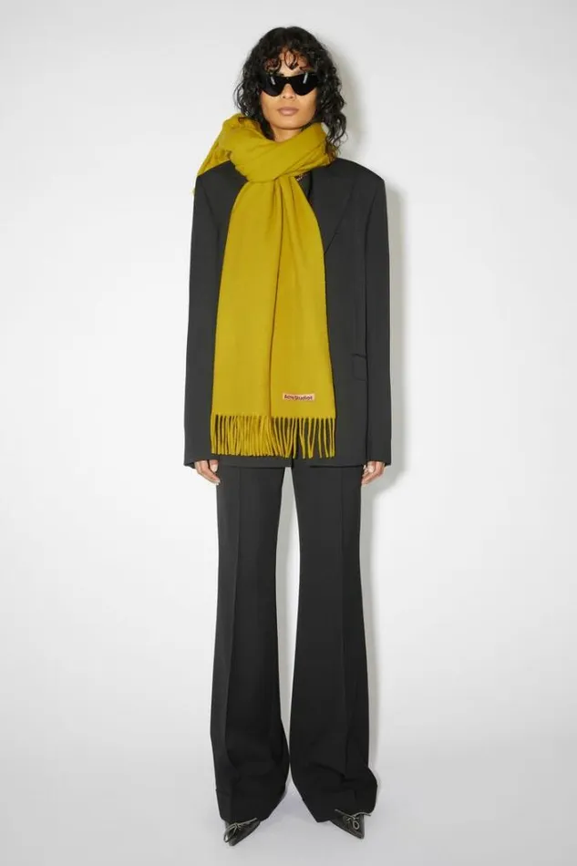 Acne Studios Scarves Man FRINGE WOOL SCARF 8211 OVERSIZED Acid Yellow