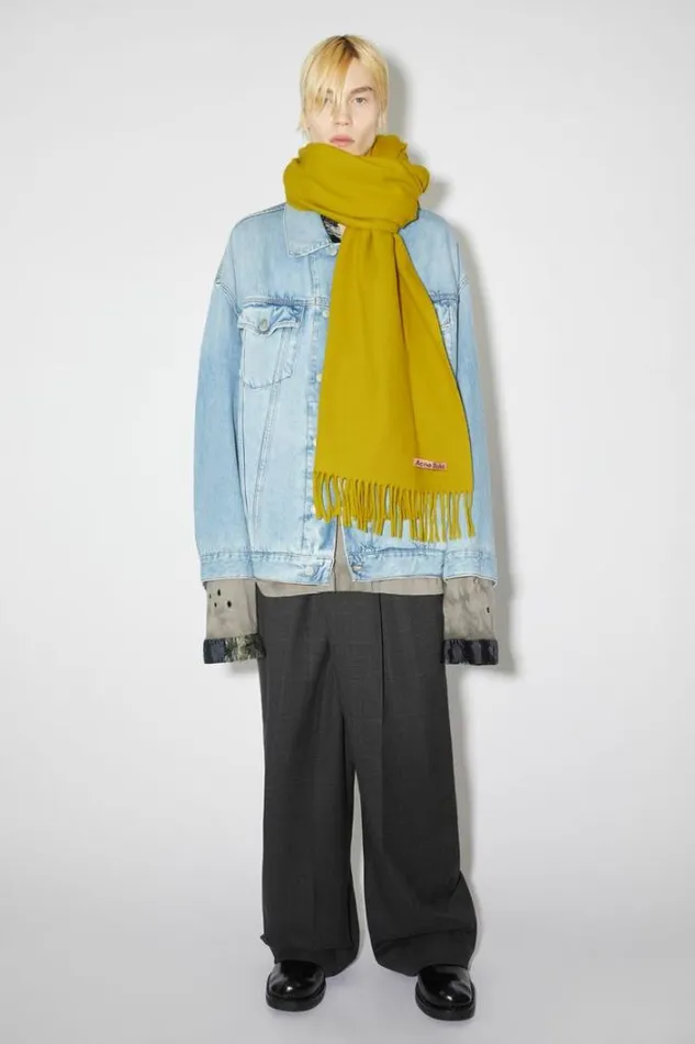 Acne Studios Scarves Man FRINGE WOOL SCARF 8211 OVERSIZED Acid Yellow