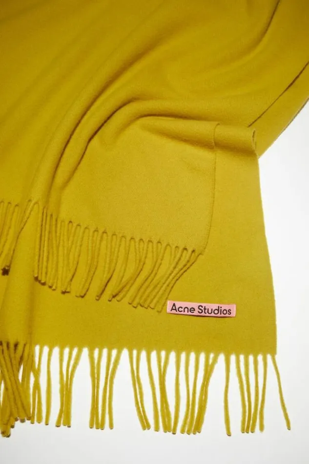 Acne Studios Scarves Man FRINGE WOOL SCARF 8211 OVERSIZED Acid Yellow