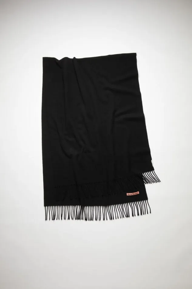 Acne Studios Scarves Man Fringe Wool Scarf 8211 Oversized Black