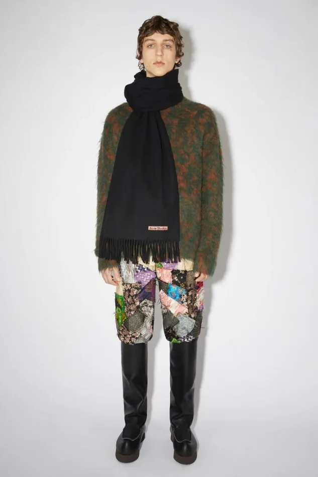 Acne Studios Scarves Man Fringe Wool Scarf 8211 Oversized Black