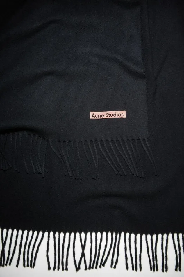 Acne Studios Scarves Man Fringe Wool Scarf 8211 Oversized Black
