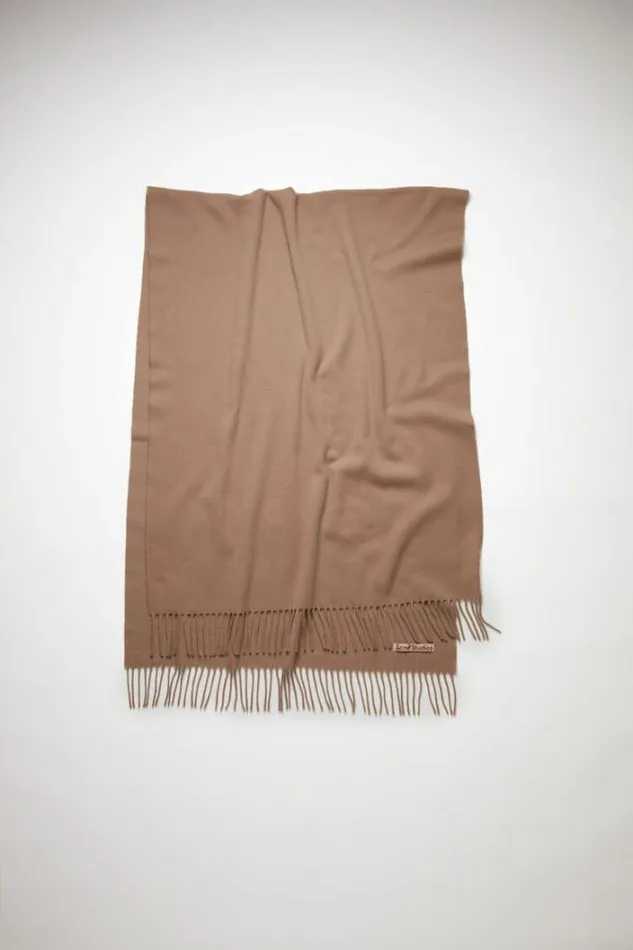 Acne Studios Scarves Man Fringe Wool Scarf 8211 Oversized Caramel Brown