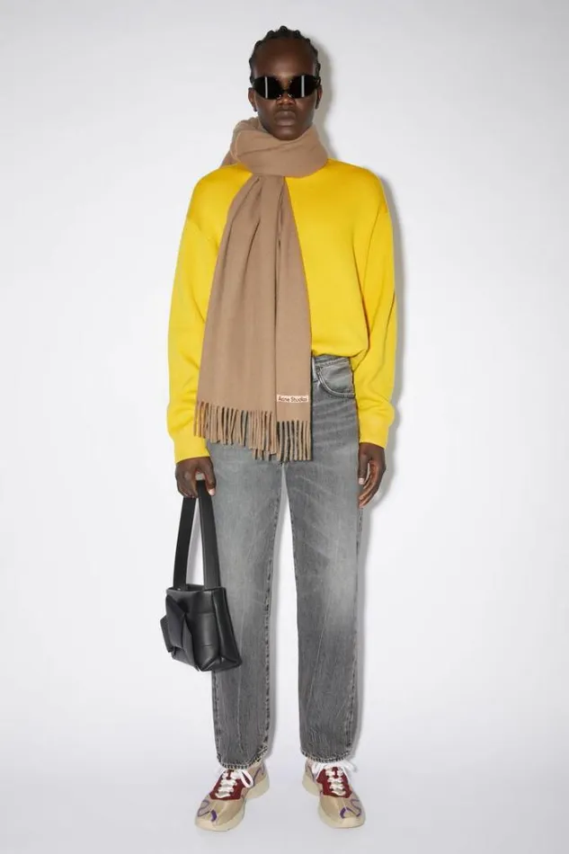 Acne Studios Scarves Man Fringe Wool Scarf 8211 Oversized Caramel Brown