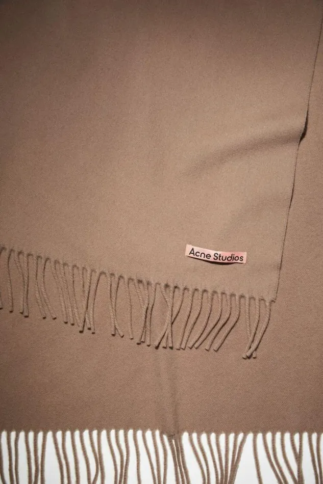 Acne Studios Scarves Man Fringe Wool Scarf 8211 Oversized Caramel Brown