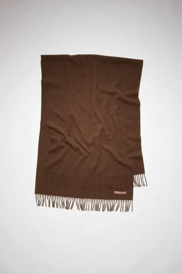 Acne Studios Scarves Man Fringe Wool Scarf 8211 Oversized Dark Rust Melange
