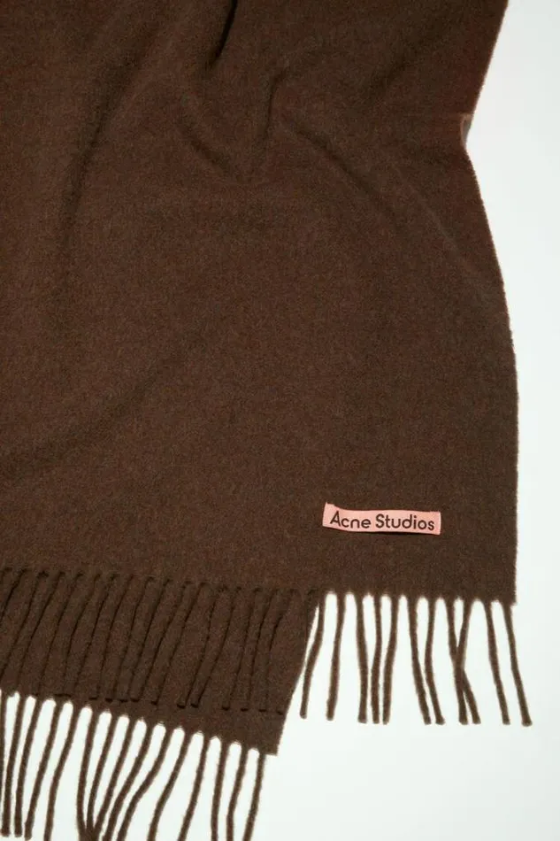 Acne Studios Scarves Man Fringe Wool Scarf 8211 Oversized Dark Rust Melange