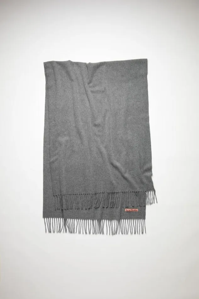 Acne Studios Scarves Man FRINGE WOOL SCARF 8211 OVERSIZED Grey Melange
