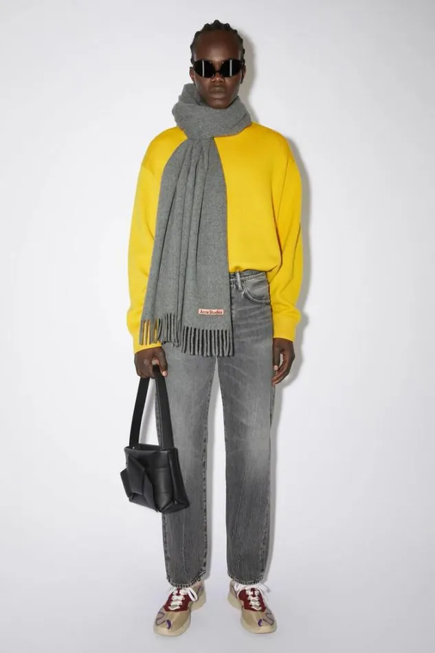 Acne Studios Scarves Man FRINGE WOOL SCARF 8211 OVERSIZED Grey Melange