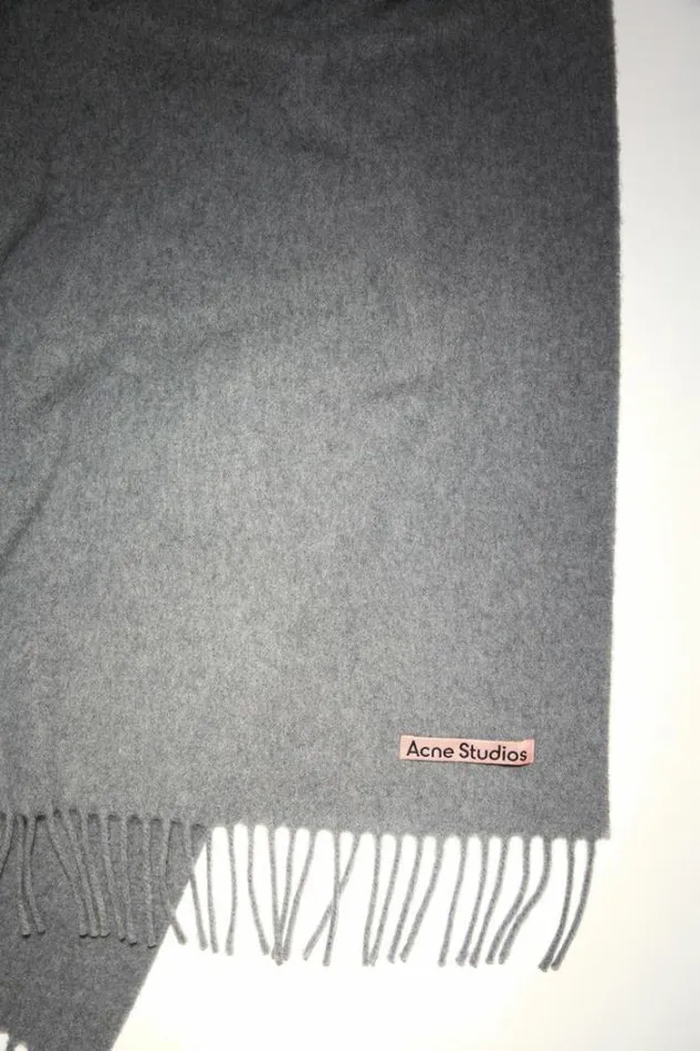 Acne Studios Scarves Man FRINGE WOOL SCARF 8211 OVERSIZED Grey Melange