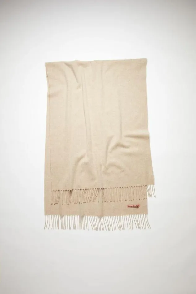 Acne Studios Scarves Man Fringe Wool Scarf 8211 Oversized Oatmeal Melange