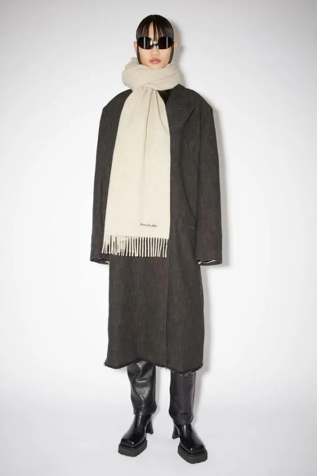 Acne Studios Scarves Man Fringe Wool Scarf 8211 Oversized Oatmeal Melange