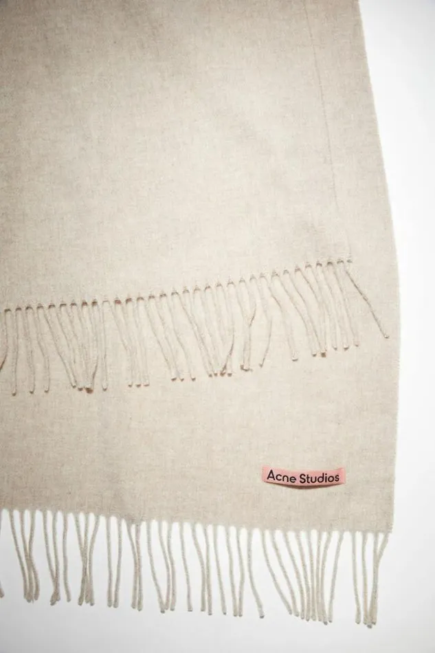 Acne Studios Scarves Man Fringe Wool Scarf 8211 Oversized Oatmeal Melange