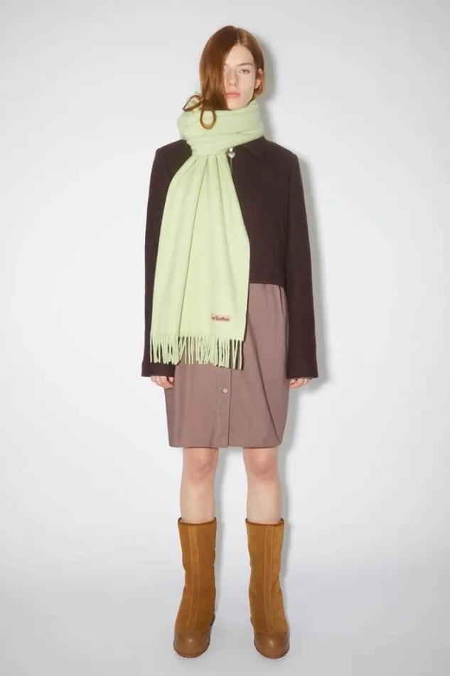 Acne Studios Scarves Man Fringe Wool Scarf 8211 Oversized Pale Green