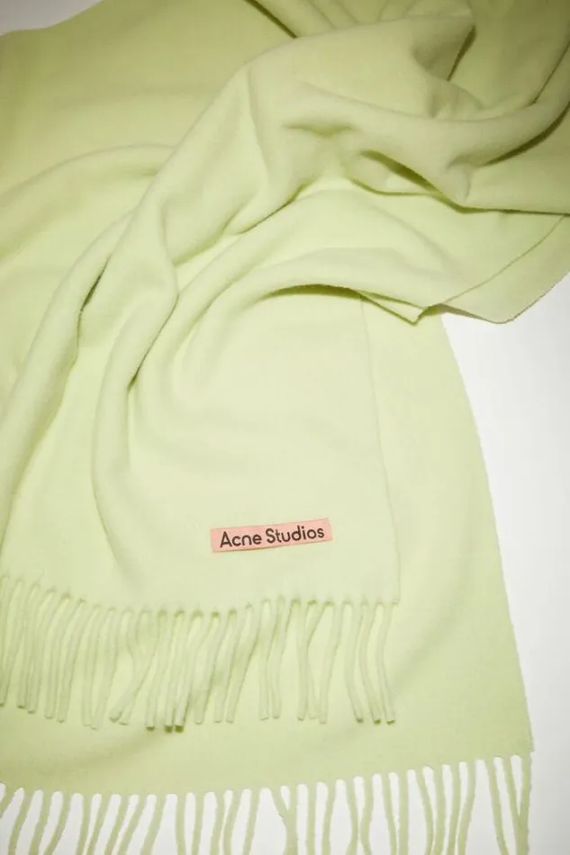 Acne Studios Scarves Man Fringe Wool Scarf 8211 Oversized Pale Green