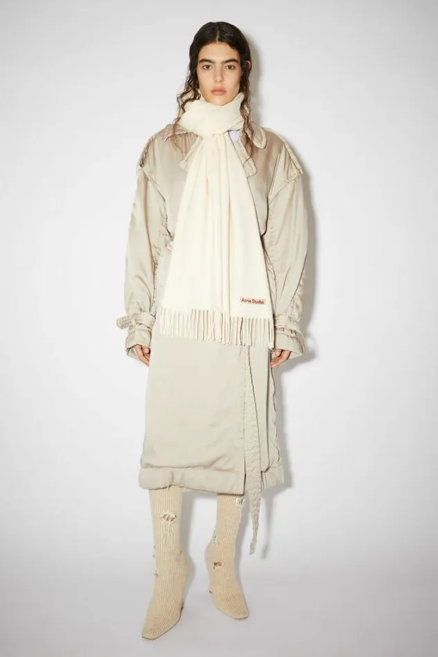 Acne Studios Scarves Man Fringe Wool Scarf 8211 Oversized Warm White