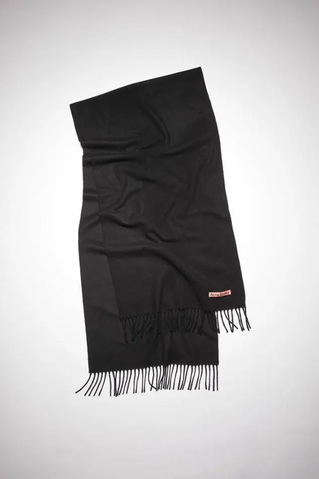 Acne Studios Scarves Woman Cashmere Fringe Scarf 8211 Narrow Black