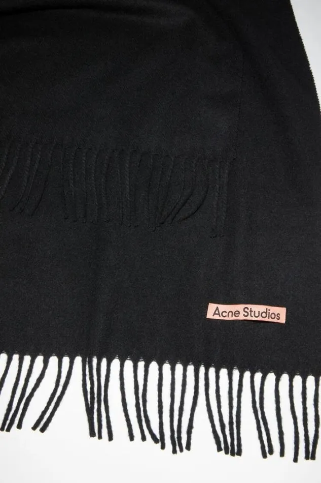 Acne Studios Scarves Woman Cashmere Fringe Scarf 8211 Narrow Black