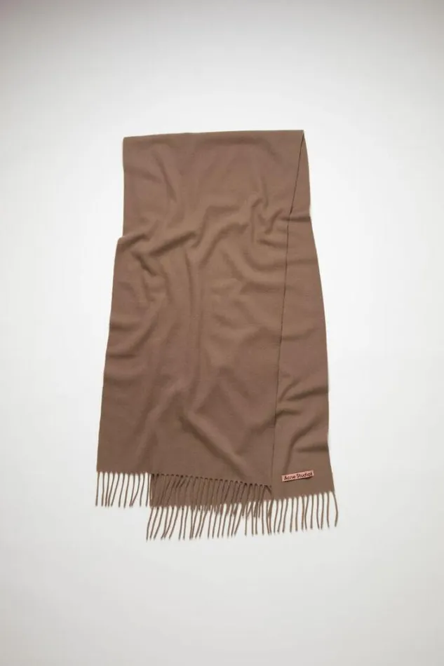 Acne Studios Scarves Woman Cashmere Fringe Scarf 8211 Narrow Caramel Brown