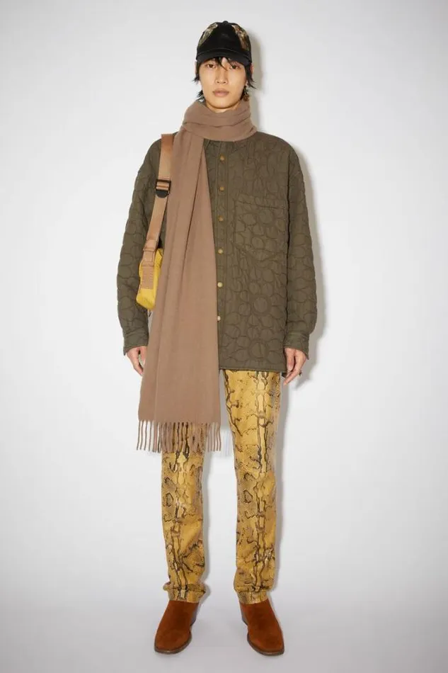 Acne Studios Scarves Woman Cashmere Fringe Scarf 8211 Narrow Caramel Brown