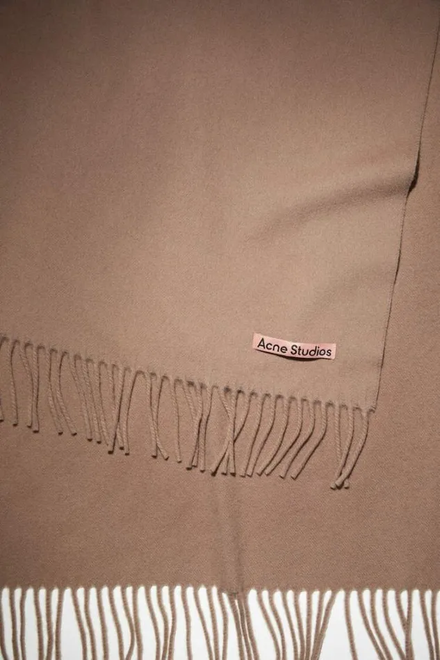 Acne Studios Scarves Woman Cashmere Fringe Scarf 8211 Narrow Caramel Brown