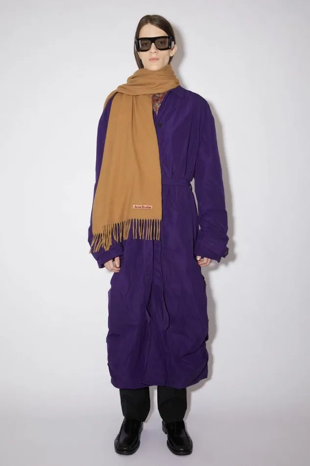 Acne Studios Scarves Woman Cashmere Fringe Scarf 8211 Narrow Dark Camel