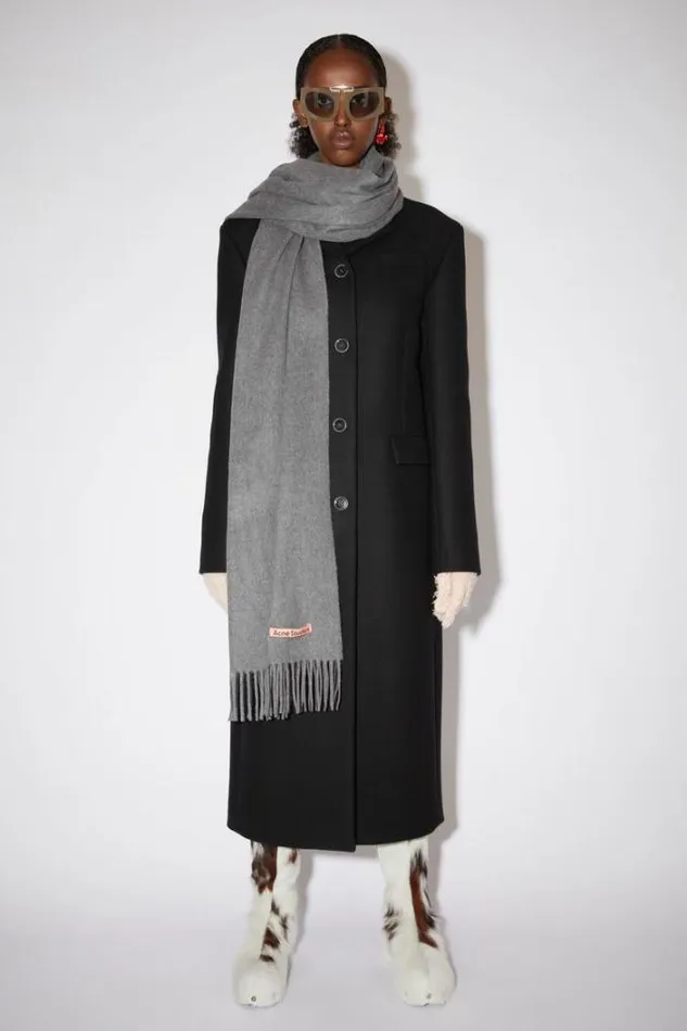 Acne Studios Scarves Woman Fringe Cashmere Scarf 8211 Oversized Grey Melange