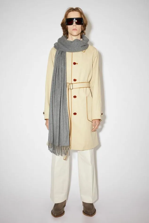 Acne Studios Scarves Woman Fringe Cashmere Scarf 8211 Oversized Grey Melange