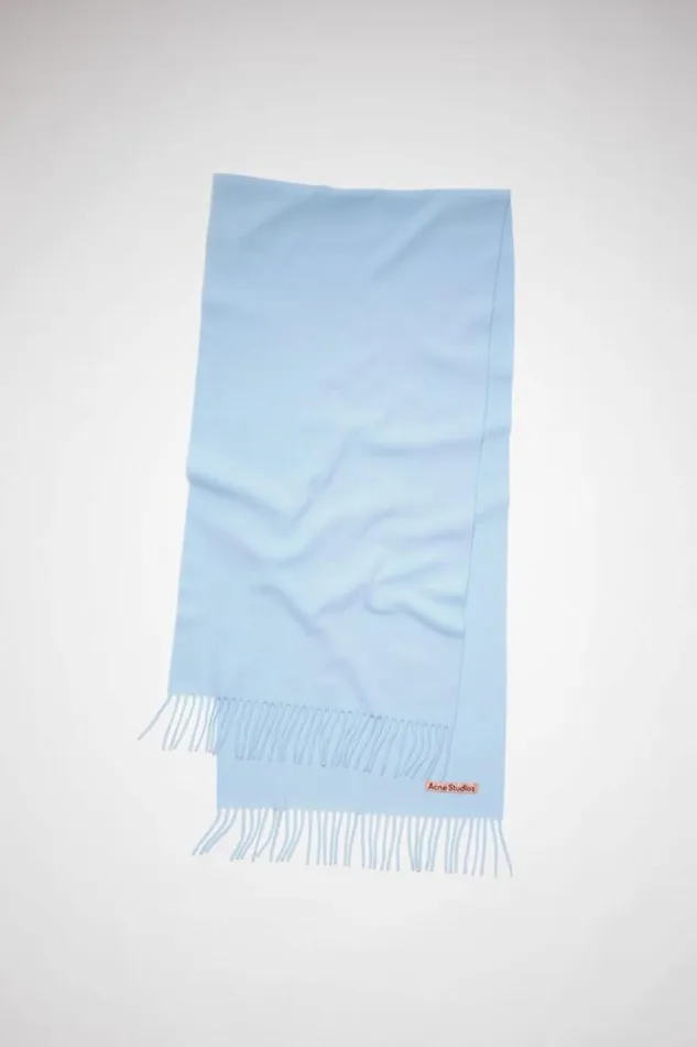 Acne Studios Scarves Woman Fringe Wool Scarf 8211 Narrow Light Blue
