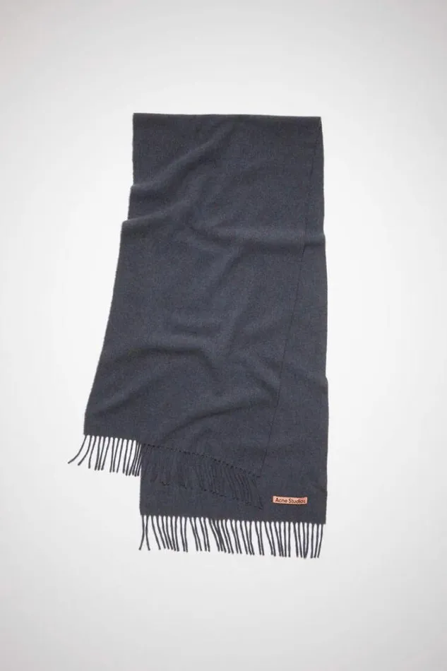 Acne Studios Scarves Woman Fringe Wool Scarf 8211 Narrow Purple Melange