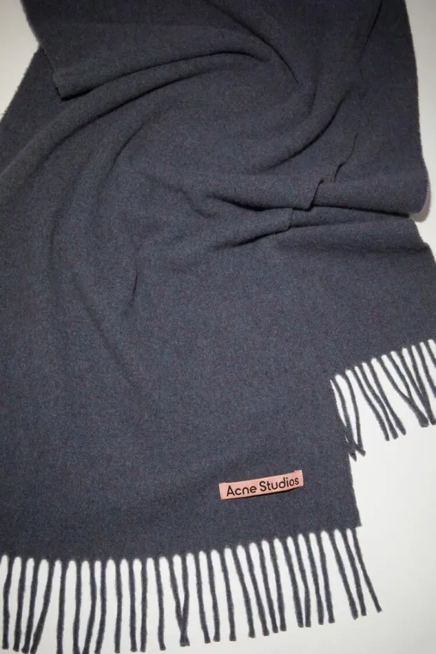 Acne Studios Scarves Woman Fringe Wool Scarf 8211 Narrow Purple Melange