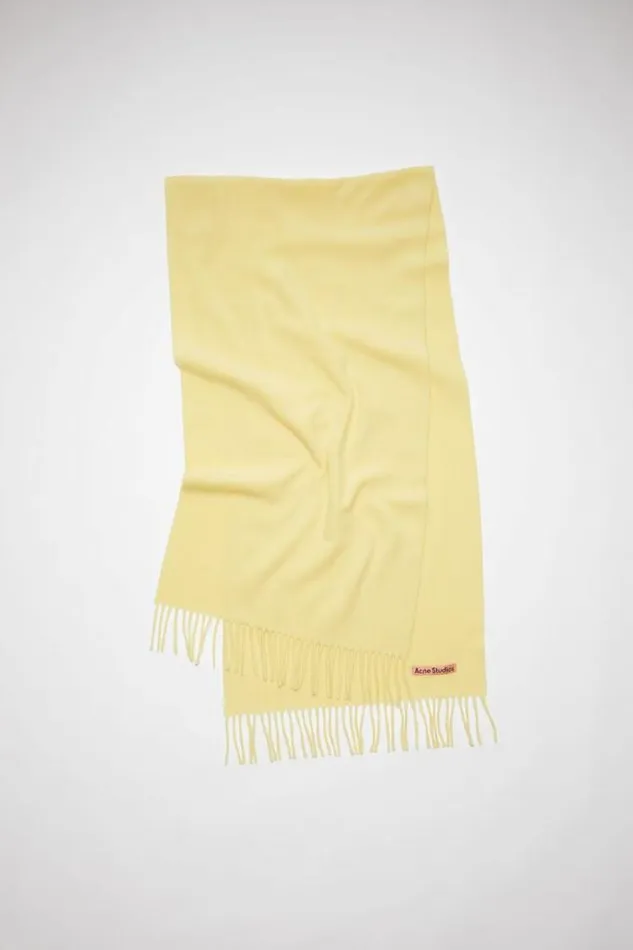 Acne Studios Scarves Woman Fringe Wool Scarf 8211 Narrow Vanilla Yellow