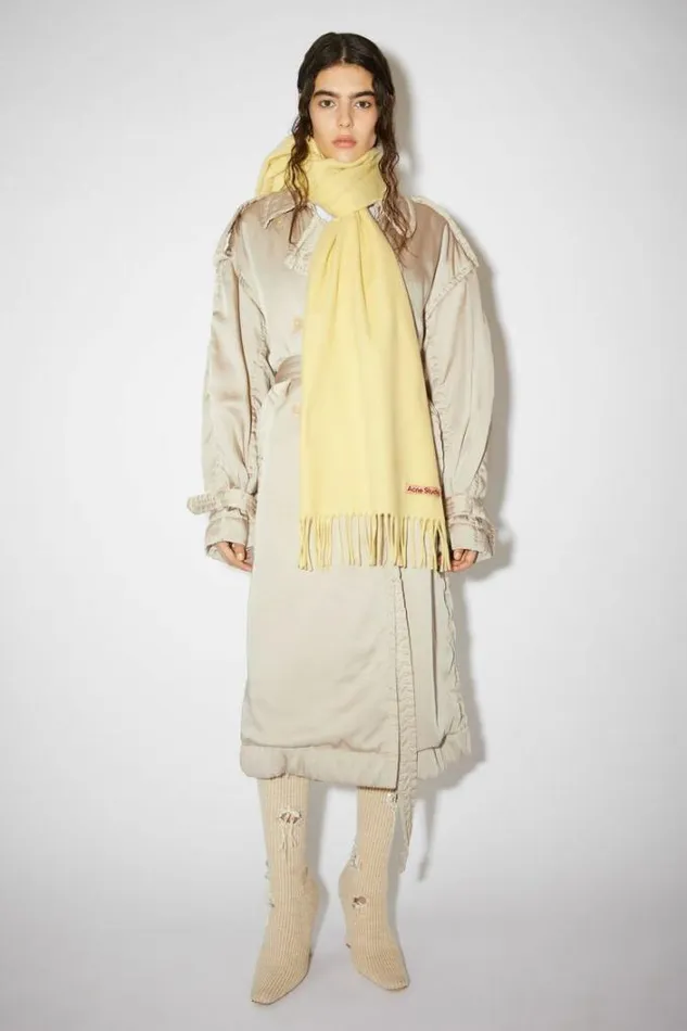 Acne Studios Scarves Woman Fringe Wool Scarf 8211 Narrow Vanilla Yellow