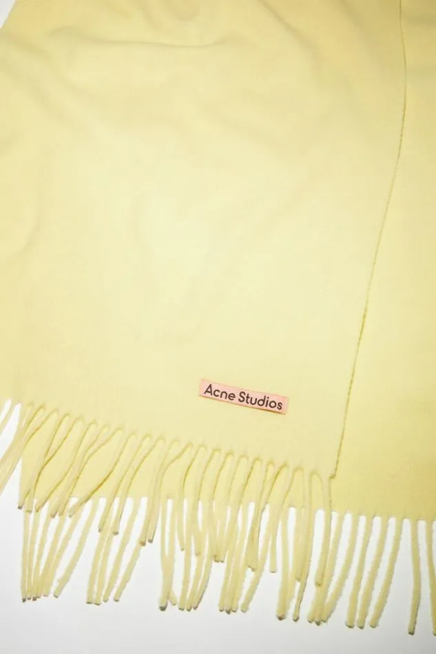 Acne Studios Scarves Woman Fringe Wool Scarf 8211 Narrow Vanilla Yellow