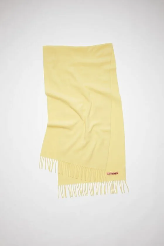 Acne Studios Scarves Woman Fringe Wool Scarf 8211 Narrow Vanilla Yellow