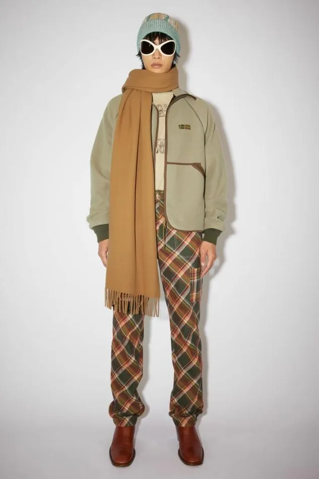 Acne Studios Scarves Woman Fringe Wool Scarf 8211 Oversized Dark Camel
