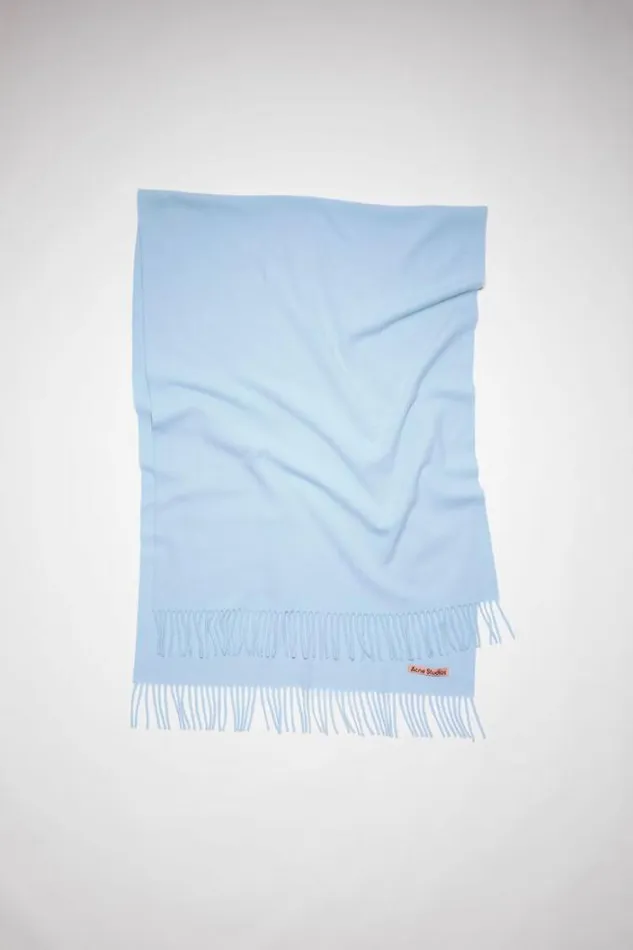 Acne Studios Scarves Woman Fringe Wool Scarf 8211 Oversized Light Blue