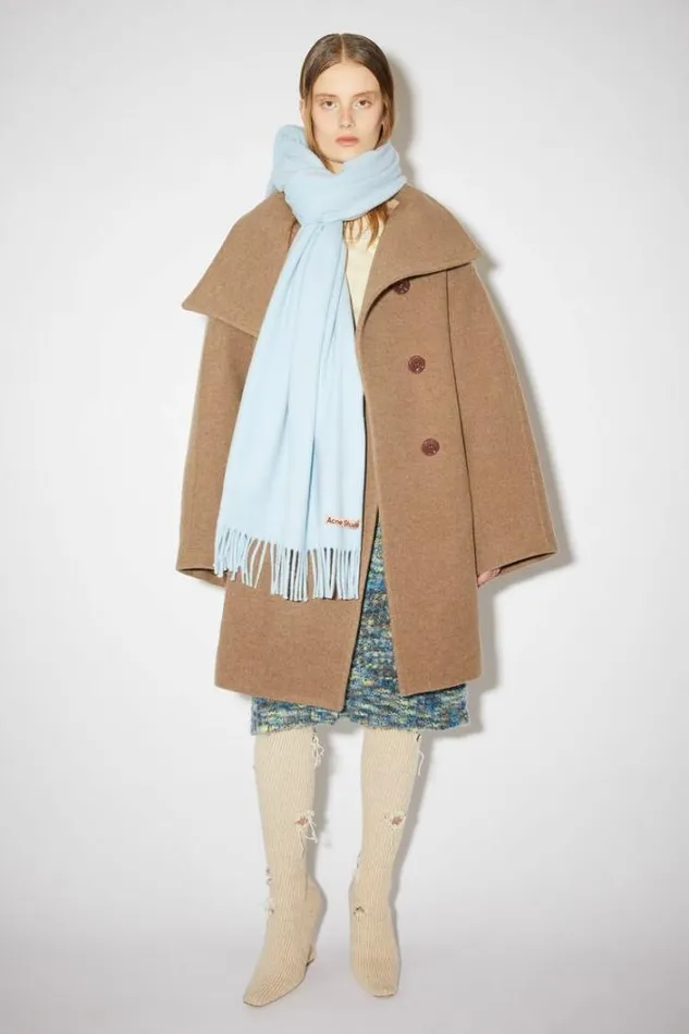 Acne Studios Scarves Woman Fringe Wool Scarf 8211 Oversized Light Blue