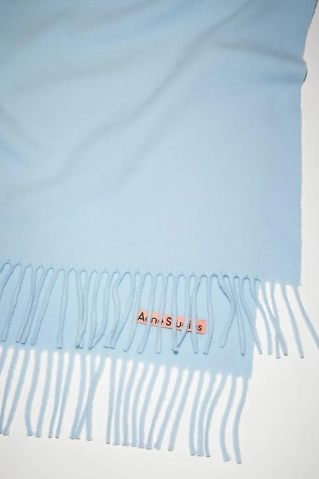 Acne Studios Scarves Woman Fringe Wool Scarf 8211 Oversized Light Blue