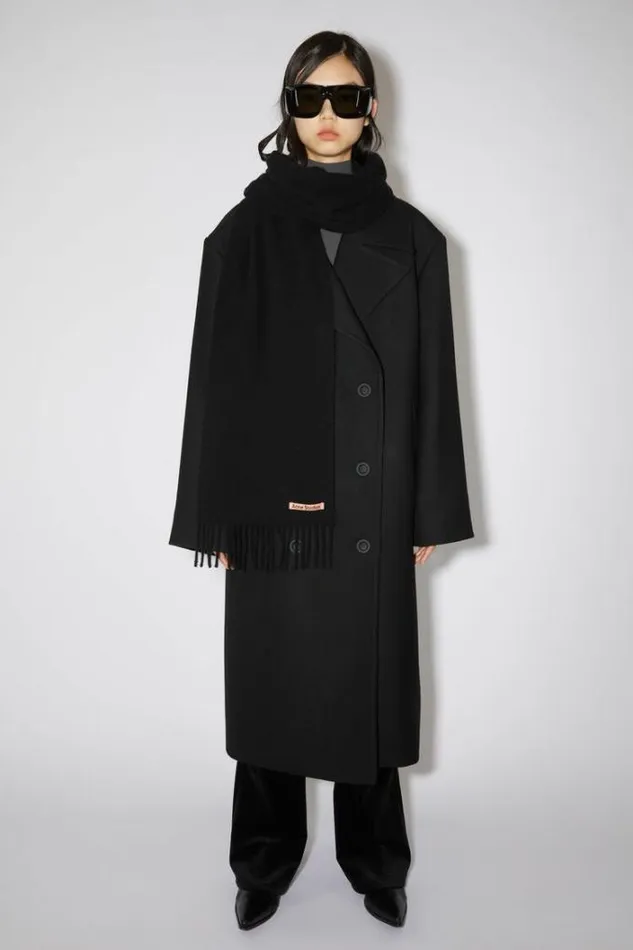 Acne Studios Scarves Woman Fringe Wool Scarf 8211 Skinny Black