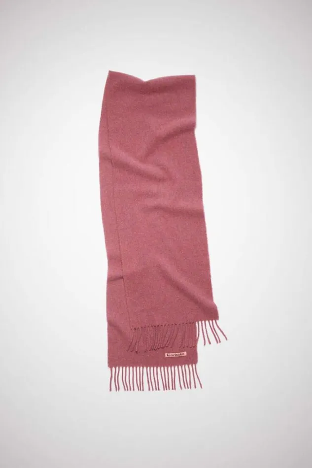 Acne Studios Scarves Woman Fringe Wool Scarf 8211 Skinny Dark Pink Melange