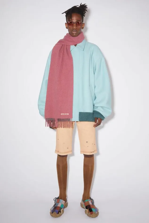 Acne Studios Scarves Woman Fringe Wool Scarf 8211 Skinny Dark Pink Melange
