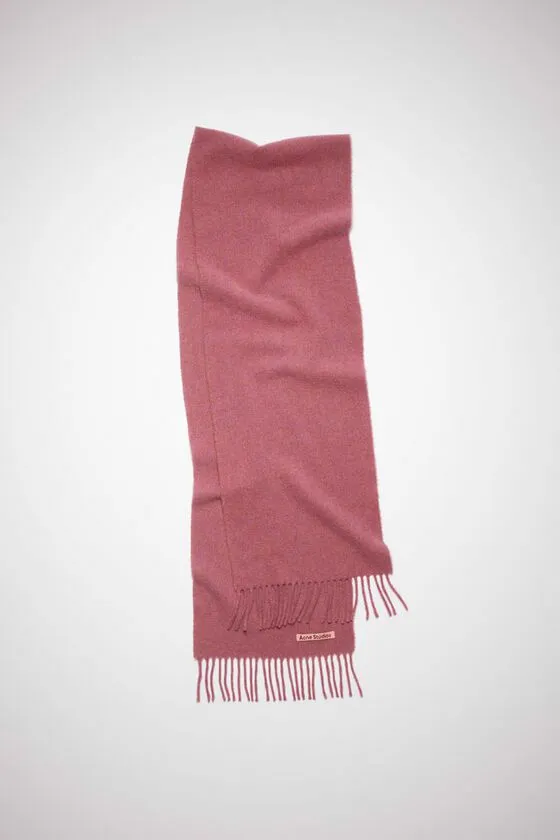 Acne Studios Scarves Woman Fringe Wool Scarf 8211 Skinny Dark Pink Melange